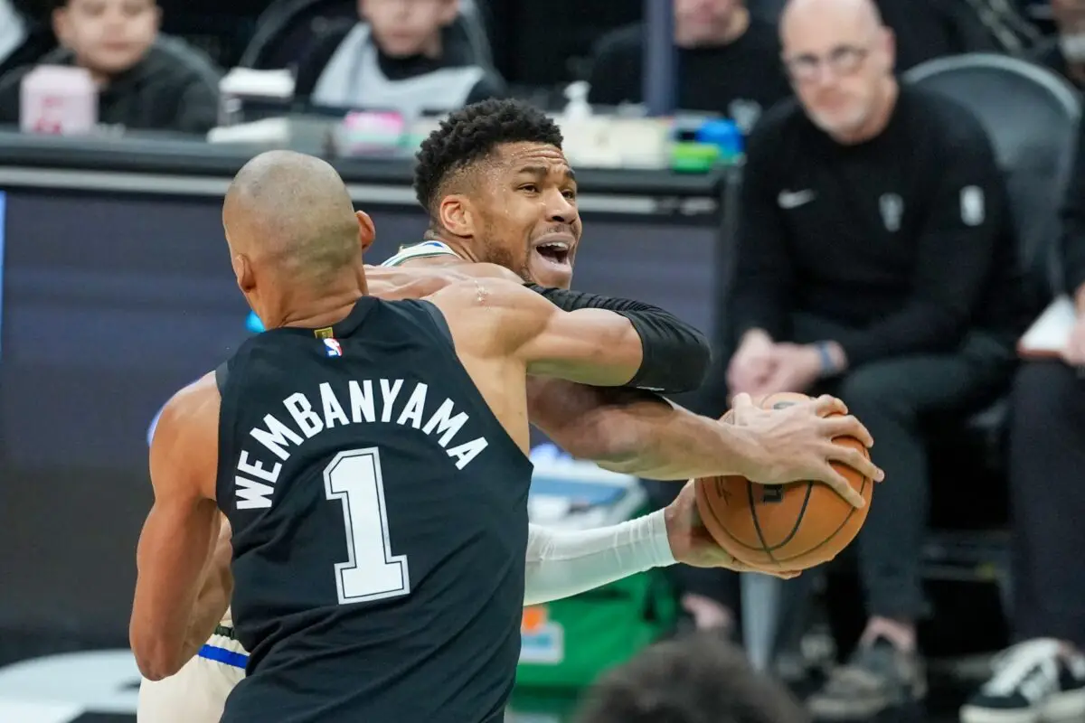 Brian Windhorst reveals bombshell NBA update despite Giannis Antetokounmpo shutting down trade talk 1 Jan 15, 2026; San Antonio, Texas, USA; San Antonio Spurs forward/center Victor Wembanyama (1) fouls Milwaukee Bucks forward Giannis Antetokounmpo (34) in the first half at Frost Bank Center. Mandatory Credit: Daniel Dunn-Imagn Images