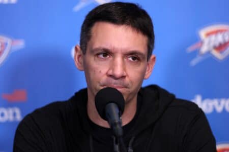 Mark Daigneault recognizes Ousmane Dieng’s impact as Bucks outplay Thunder Feb 9, 2026; Los Angeles, California, USA; Oklahoma City Thunder Head Coach Mark Daigneault speaks to the media before the game against the Los Angeles Lakers at Crypto.com Arena. Mandatory Credit: Kiyoshi Mio-Imagn Images